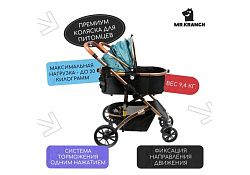 Mr.Kranch Коляска Мистер Кранч прогулочная с амортизацией для собак и кошек голубая 71 х 49 х 105 см