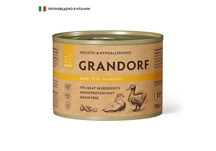 Grandorf Dog Duck Pear Blueberries Pate Консервы Грандорф для собак Паштет из утки с грушей и черникой (цена за упаковку) 200 г х 6 шт