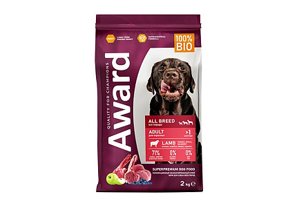 Award All Breed Adult Сухой корм Авард для взрослых собак всех пород Ягненок индейка яблоко черника 2 кг