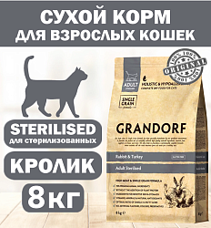 Для стерилизованных кошек кролик с индейкой 8 кг