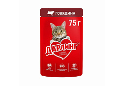 Дарлинг Влажный корм Паучи для взрослых кошек Говядина в подливе (цена за упаковку) 75г х 26шт