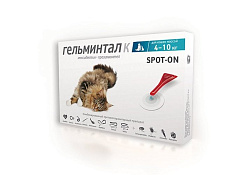 Гельминтал К Spot-on Капли от Гельминтов на холку для кошек весом 4-10 кг 1 х 3 шт