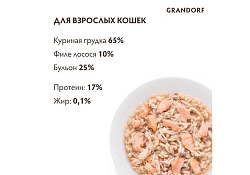 Grandorf Holistic & Hypoallergenic Консервы Грандорф для кошек Куриная грудка с Лососем (цена за упаковку) 70г х 6шт