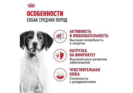 Royal Canin Medium Adult Сухой корм Роял Канин Медиум Эдалт для Взрослых собак Средних пород в возрасте от 1 года до 7 лет 15 кг