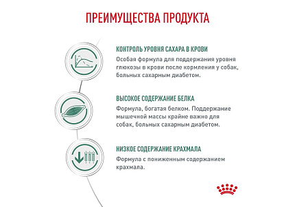 Royal Canin Diabetic Canine DC37 Ветеринарный сухой корм Роял Канин Диабетик для собак Сахарный диабет 12 кг
