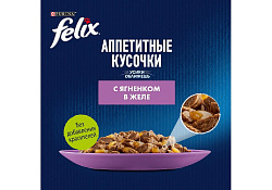 FELIX АППЕТИТНЫЕ КУСОЧКИ Влажный корм Паучи Пурина Феликс Аппетитные кусочки для взрослых кошек с ягненком (цена за упаковку) 75г х 26шт