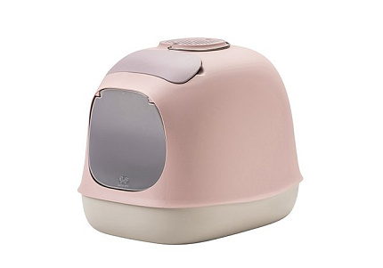 United Pets Minù Био-туалет Юнайтед Петс для кошек в комплекте с совочком, пакетами для уборки и угольным фильтром 40 х 40 х 50 см Розовый/Серый