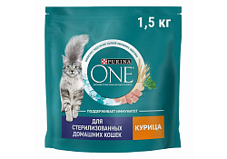 PURINA ONE STERILISED Сухой корм Пурина УАН для взрослых стерилизованных кошек с курицей 1,5 кг
