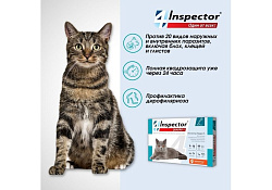 Inspector Quadro К Капли Инспектор от Внешних и Внутренних паразитов для кошек весом от 4 до 8 кг 1 шт