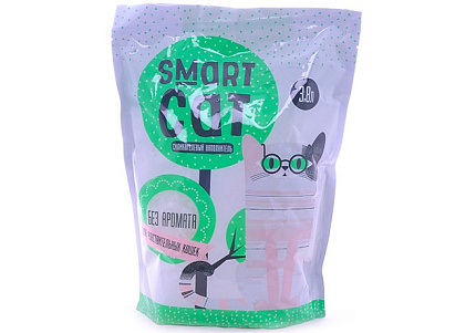 Smart Cat Наполнитель Смарт Кэт для Чувствительных кошек Силикагелевый Без Аромата 3,8 л (1,66 кг)