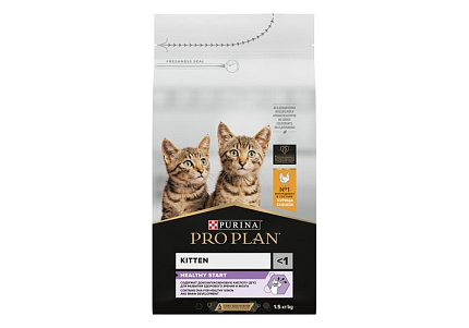 PRO PLAN HEALTHY START KITTEN Сухой корм ПРО ПЛАН для Котят, беременных и кормящих кошек Поддержание иммунитета и здорового развития с Курицей 1,5 кг