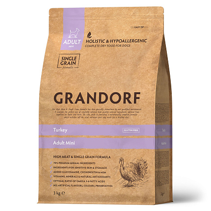 GRANDORF DOG Turkey MINI (индейка для собак мини пород)  3 кг.