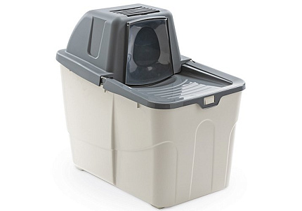 MPS Buxo Close МПС Био-туалет для кошек с закрытым входом сверху, в комплекте с совком и угольным фильтром Серый 58 x 39 x 56 см