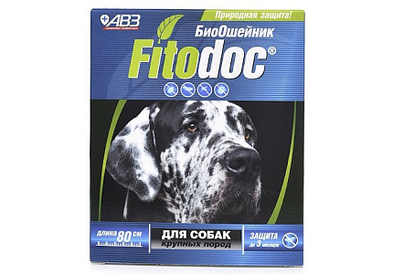 Fitodoc БиоОшейник Фитодок для собак Крупных пород Репеллентный от блох до 3 месяцев и клещей до 5 недель на основе эфирных масел 80 см