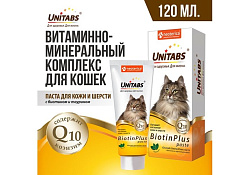 Unitabs BiotinPlus с Q10 paste Витаминно-минеральная паста Юнитабс для кошек с Биотином и Таурином 120 мл