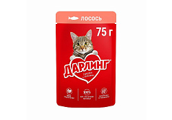 Дарлинг Влажный корм Паучи для взрослых кошек Лосось в подливе (цена за упаковку) 75г х 26шт