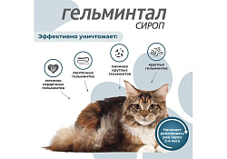 Гельминтал Сироп от Гельминтов для кошек весом более 4 кг 5 мл