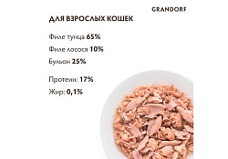 Grandorf Holistic & Hypoallergenic Консервы Грандорф для кошек филе Тунца с мясом лосося (цена за упаковку) 70г х 6шт