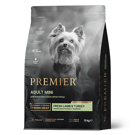 Premier Dog Lamb&Turkey ADULT Mini (Свежее мясо ягненка с индейкой для собак мелких пород) 8 кг