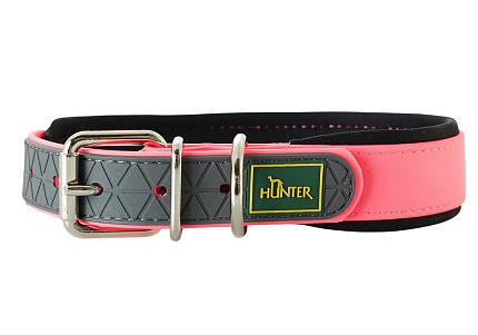 Hunter Convenience Comfort Ошейник Хантер для собак биотановый мягкая горловина неон Розовый 55 (42-50)/2,5см