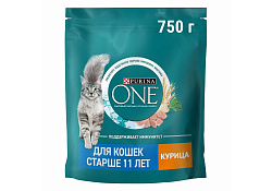 PURINA ONE SENIOR Сухой корм Пурина УАН для пожилых кошек с курицей 750 г