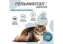 Гельминтал Т Таблетки от Гельминтов для Котят и кошек весом более 4 кг 1 х 2 шт