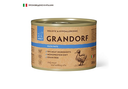 Grandorf Dog Duck Pate Консервы Грандорф для собак Паштет из утки (цена за упаковку) 200 г х 6 шт